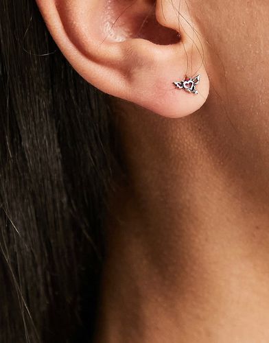 Boucles d'oreilles en argent massif motif caur diabolique - Kingsley Ryan - Modalova