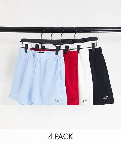 Lot de 4 shorts de sport avec logo emblématique - Marine/bleu/rose/blanc - Hollister - Modalova