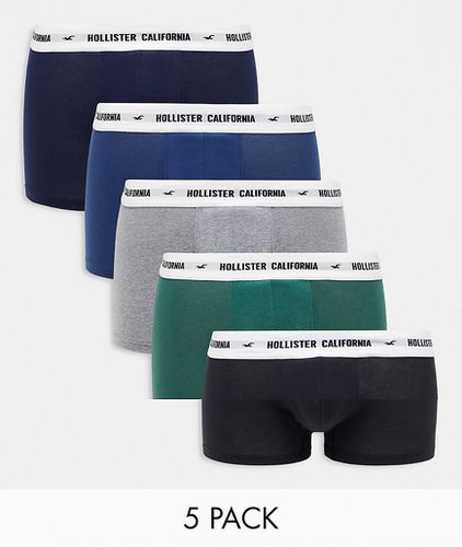 Lot de 5 boxers avec taille à logo blanc - Hollister - Modalova