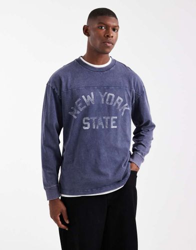 T-shirt coupe carrée à manches longues et imprimé universitaire - Hollister - Modalova