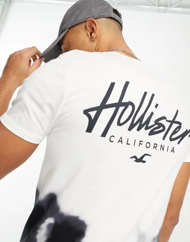 T-shirt long effet dégradé délavé à l'acide avec logo devant et au dos - /noir - Hollister - Modalova