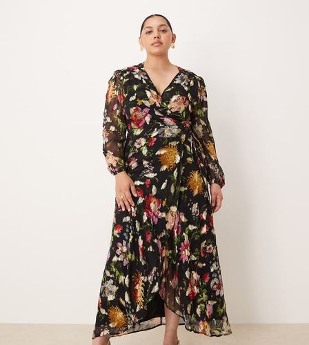 Robe longue portefeuille  fleurs et dtails mouchets dors - Hope & Ivy Plus - Modalova