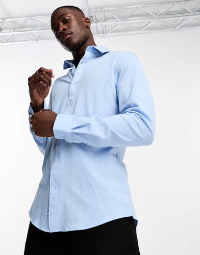 Chemise coupe slim en piqué de coton - jean - Harry Brown - Modalova