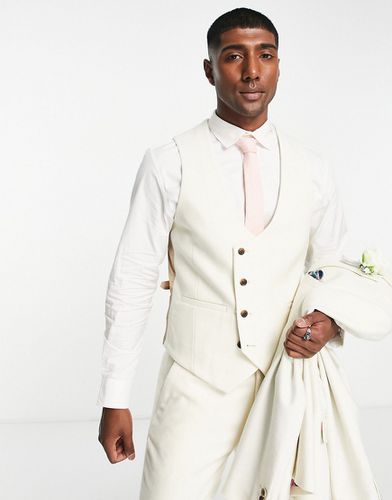 Veston de costume ajusté à boutonnage simple en laine mélangée pour mariage - Crème - Harry Brown - Modalova