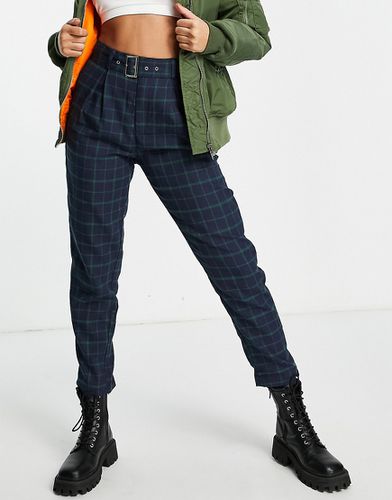 Pantalon ajusté à carreaux avec ceinture - et vert - Heartbreak - Modalova