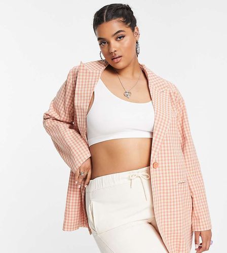 Blazer d'ensemble oversize à carreaux vichy - Pêche - Heartbreak Plus - Modalova