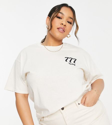 T-shirt oversize avec motif 777 Lucky - Beige - Heartbreak Plus - Modalova