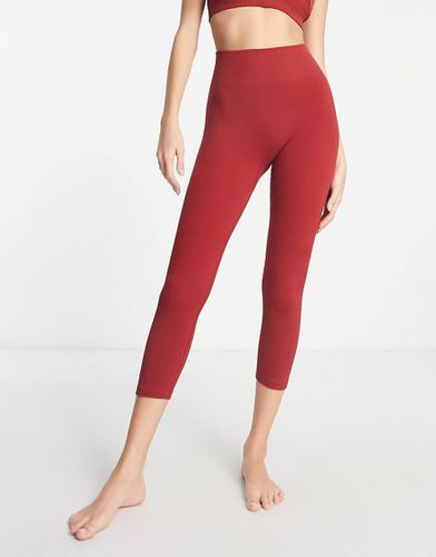 Essential - Legging long côtelé sans coutures - Bordeaux - Hiit - Modalova