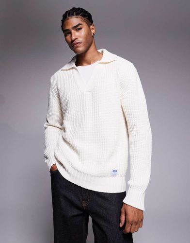 Spiro - Pull dcontract en maille texture  col polo ouvert - cass - Hugo Blue - Modalova