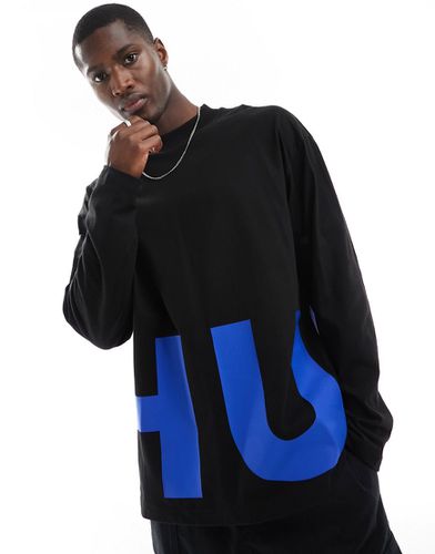 T-shirt manches longues oversize à logo - Hugo Blue - Modalova