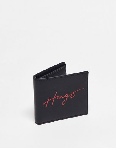 HUGO - Portefeuille à deux volets en cuir avec poche et inscription logo - Hugo Red - Modalova