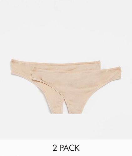 Kim - Lot de 2 strings en coton - Beige - Hunkemoller - Modalova