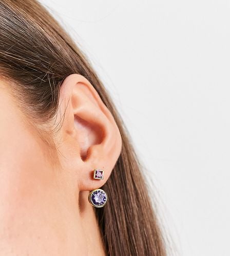 Cici - Puces d'oreilles en acier inoxydable plaqué or 18 carats avec pierres couleur rubis et améthyste - Image Gang - Modalova