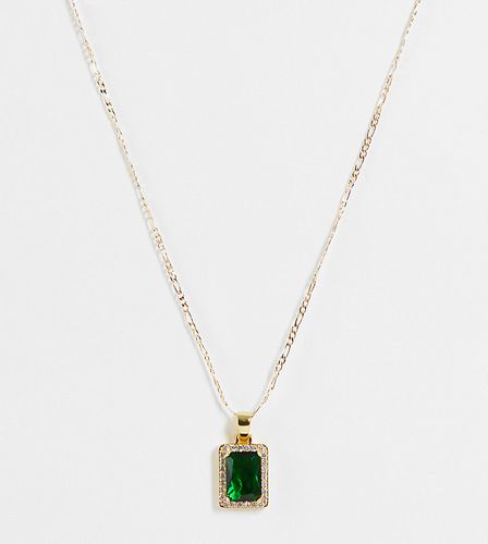 Collier en plaqué or 18 carats avec pendentif en zircon cubique vert et cristaux - Image Gang - Modalova