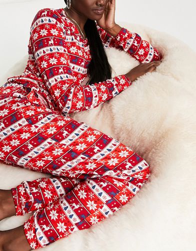 X Jac Jossa - Pyjama avec top et pantalon à motif jacquard - Rouge - In The Style - Modalova