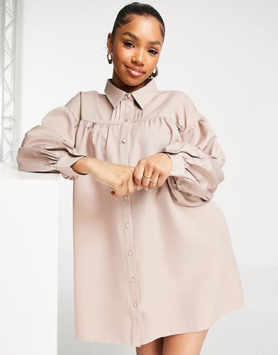 X Perrie Sian - Robe chemise boutonnée - Taupe - In The Style - Modalova