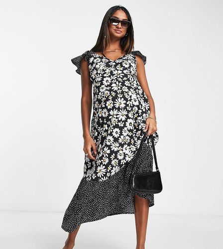 Robe mi-longue à mancherons - fleuri - Influence Maternity - Modalova