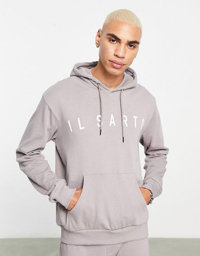 Sweat à capuche ajusté d'ensemble avec logo - Gris - Il Sarto - Modalova