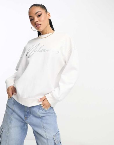 Sweat oversize à logo à strass - Crème - Il Sarto - Modalova