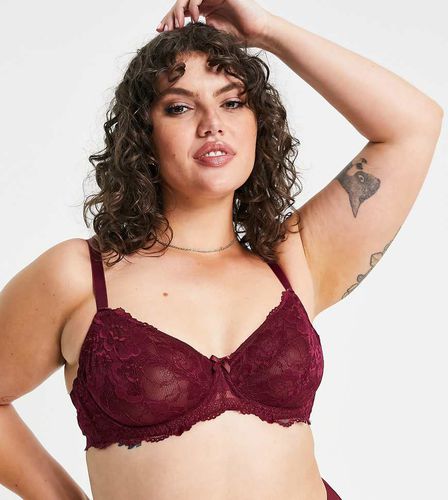 Ivory Rose Curve - Soutien-gorge balconnet à armatures non rembourré en dentelle - Bordeaux - Ivory Rose Lingerie - Modalova