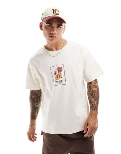 T-shirt oversize à imprimé sur l'avant - Beige - Jack & Jones - Modalova