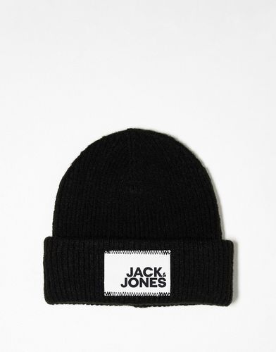 Jack & Jones - Bonnet avec écusson logo - Gris chiné