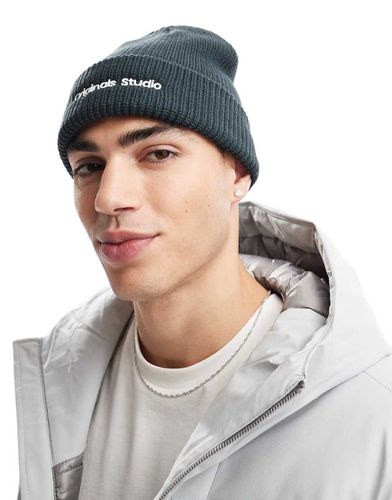 Bonnet en maille épaisse avec logo Originals Studio - Sarcelle - Jack & Jones - Modalova