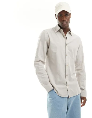 Chemise manches longues en lin - Beige - Jack & Jones - Modalova