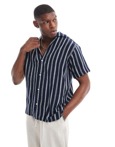 Chemise oversize rayée avec col à revers - Bleu marine - Jack & Jones - Modalova