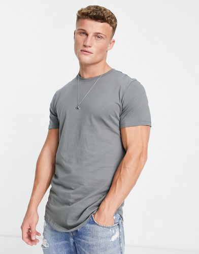 Essentials - T-shirt long en coton à ourlet arrondi - Gris - Jack & Jones - Modalova