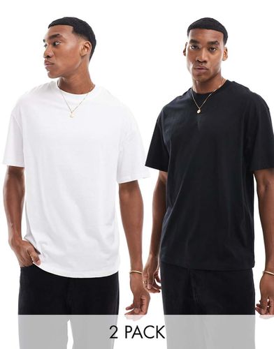 Lot de 2 t-shirts oversize - Blanc et noir - Jack & Jones - Modalova