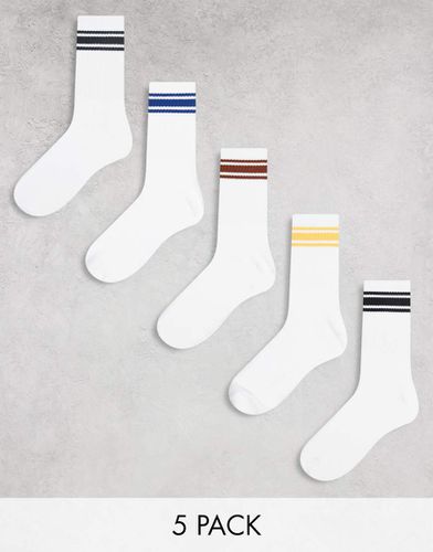 Lot de 5 paires de chaussettes de sport à rayures colorées - Jack & Jones - Modalova