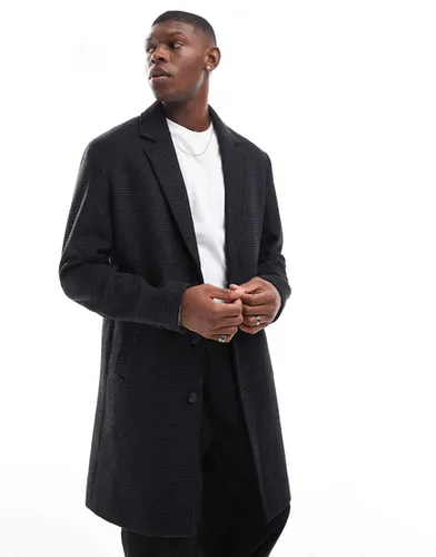 Manteau long en laine mélangée à chevrons - foncé - Jack & Jones - Modalova