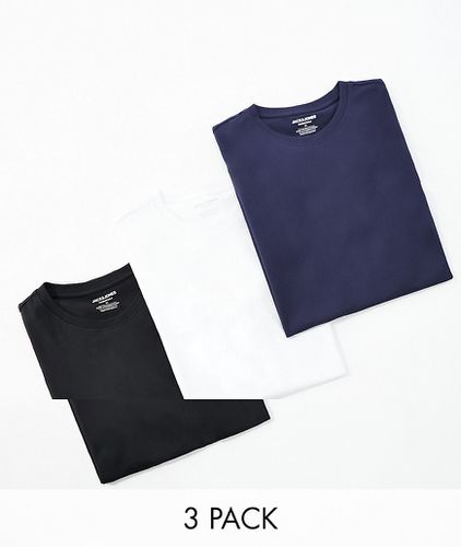 Originals - Lot de 3 t-shirts long à ourlet arrondi - Blanc/bleu marine/noir - Jack & Jones - Modalova