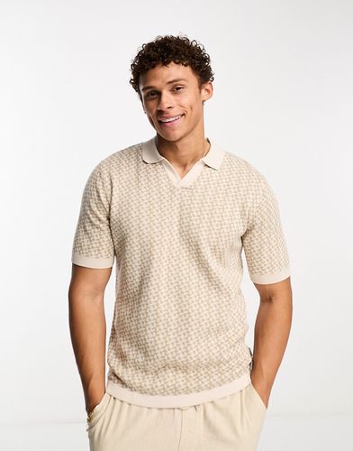 Polo à revers en maille texturée de qualité supérieure - Beige - Jack & Jones - Modalova