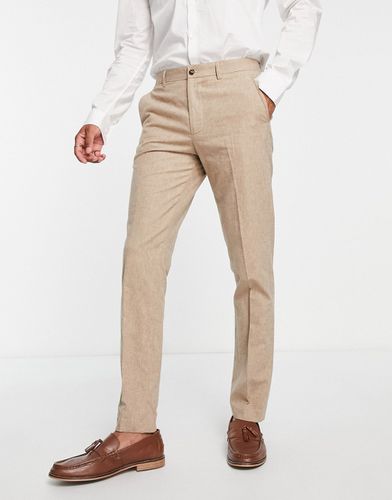 Premium - Pantalon de costume coupe slim en lin mélangé - Beige - Jack & Jones - Modalova