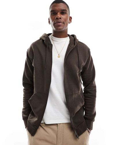 Sweat à capuche oversize à fermeture éclair - chocolat - Jack & Jones - Modalova