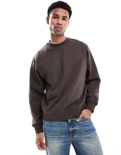 Sweat-shirt ras de cou oversize en tissu épais de qualité supérieure - chocolat - Jack & Jones - Modalova