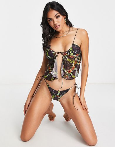Haut de bikini froissé avec empiècements transparents et imprimé papillon - Jaded London - Modalova