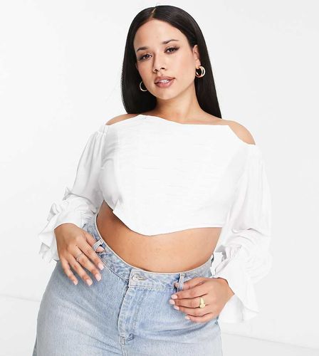 Jaded Plus - Top style corset froncé à manches volumineuses et épaules dénudées - Crème - Exclusivité - Jaded Rose Plus - Modalova