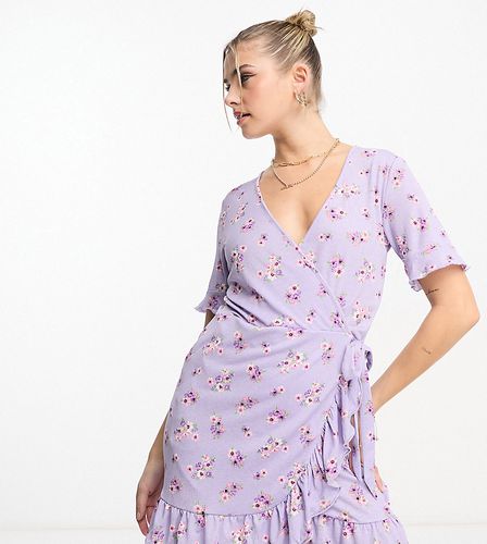 Exclusivité - Robe portefeuille courte à fleurs vintage - Lilas - Jdy - Modalova