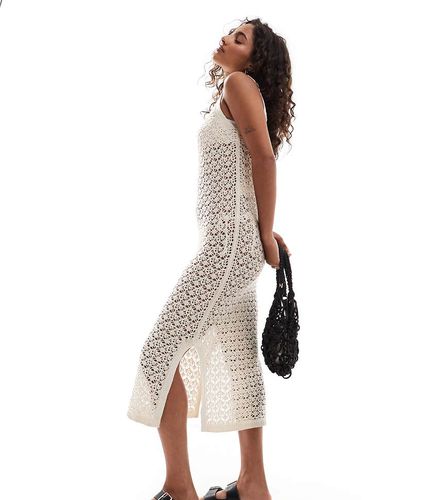 Robe débardeur mi-longue en maille crochetée ajourée - Taupe - Jdy Petite - Modalova