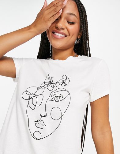 T-shirt en coton avec motif visage - - WHITE - JDY - Modalova