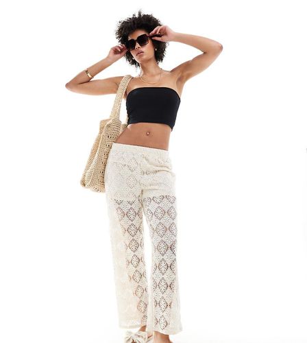 Pantalon ample en maille crochetée avec doublure short - Taupe - Jdy Tall - Modalova