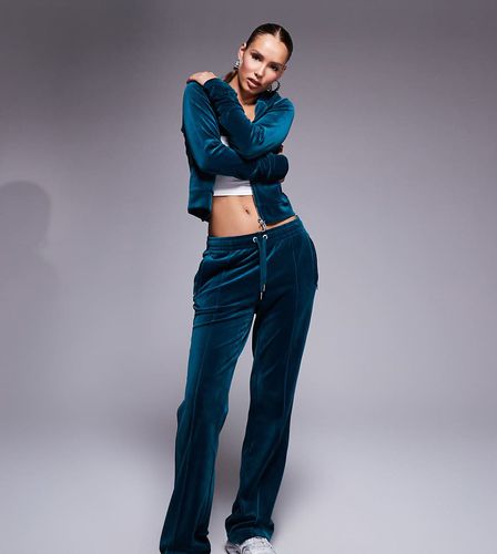 Exclusivité ASOS - Pantalon de jogging droit d'ensemble en velours - sarcelle - Juicy Couture - Modalova