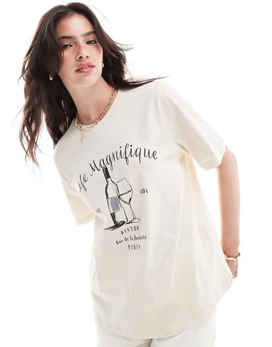 T-shirt carré à imprimé Cafe Magnifique - Beige - Only - Modalova