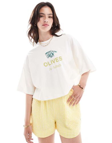 T-shirt crop top à imprimé Olives - Only - Modalova