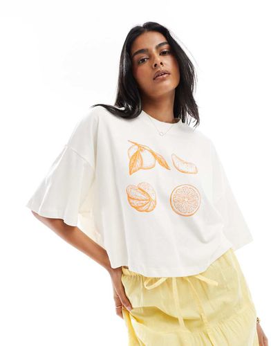 T-shirt crop top à imprimé oranges - Only - Modalova