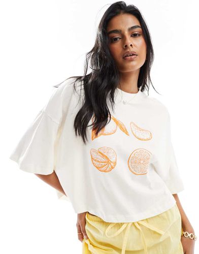 T-shirt crop top à imprimé oranges - Only - Modalova