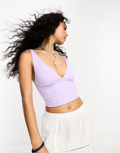 Crop top à col en V - Lilas - Only - Modalova